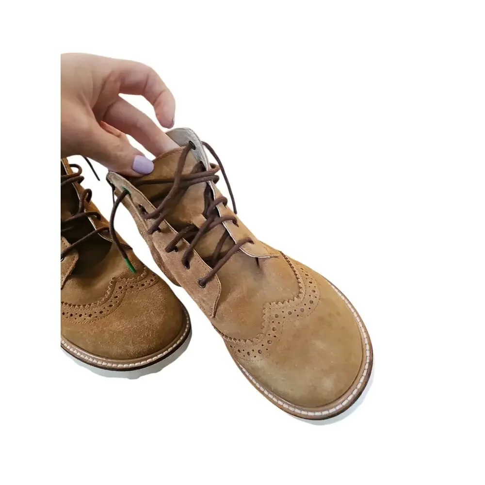 Mini Boden 34 Boys Brown Suede Brogue Boots tan sz 2.5 big boys new